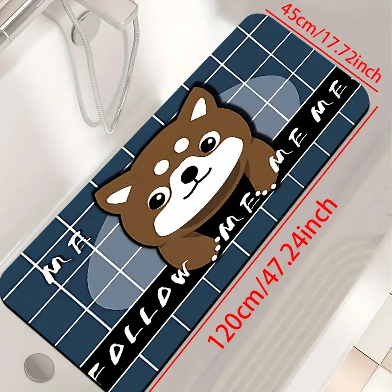 1pc diatomite bath mat with adorable cartoon dog print design quick dry non slip absorbent floor mat soft and comfortable for bathroom shower laundry room bedroom doorway rv bathroom bathroom bath matts for bathroom non slip bathtub mat bathroom mat long chenille bath mat bedroom floor mat doorway mat decorative bath cute soft chenille texture absorbent fabric floor pad pet lovers Product details 5