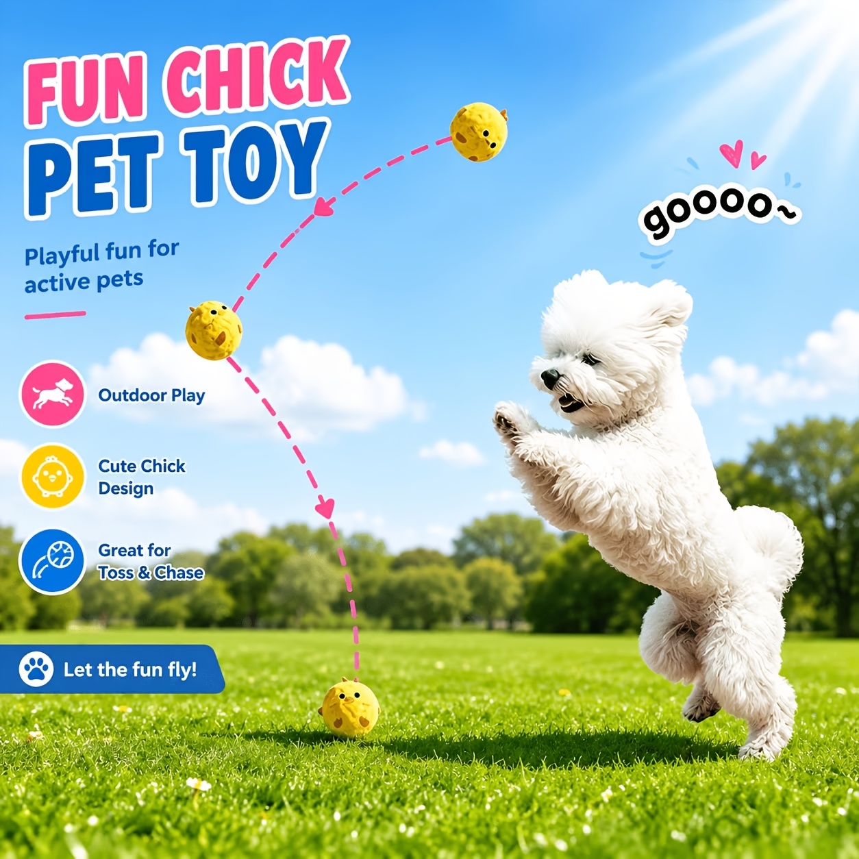 2pcs Yellow Chick Interactive Bouncing Squeaky Toy Ball Set