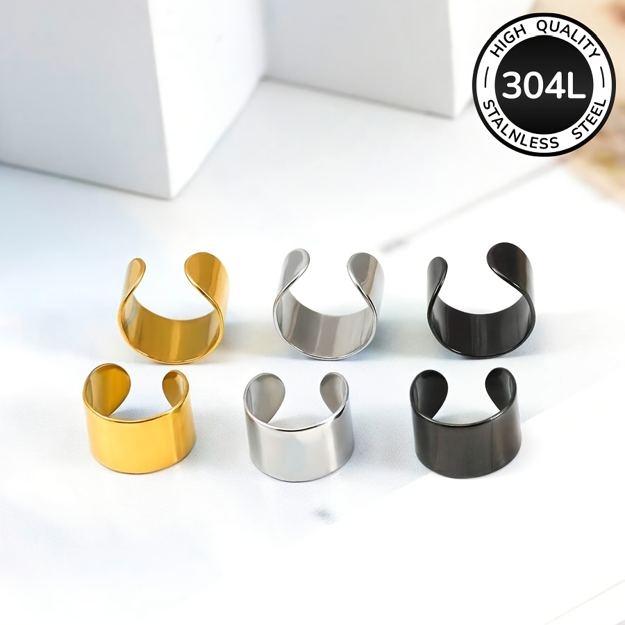 2pcs Minimalist Hip Hop Stainless Steel Non-Pierced Ear Clips