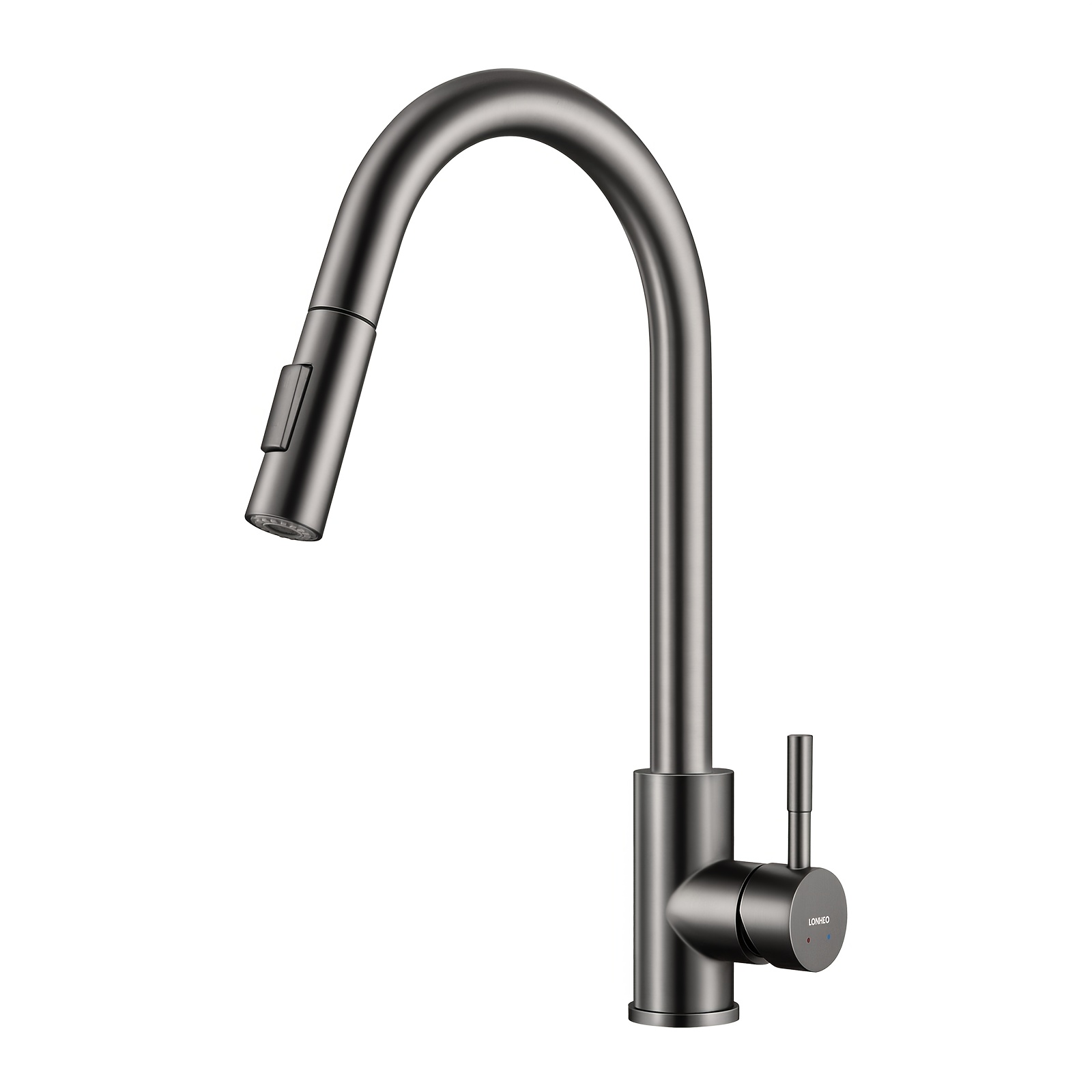 TEMU Lonheo Max Modern Kitchen Faucet - Single Handle Pull-out Sink Faucet With Spout, High Pressure, Dual Spray (strong/weak), G3/8 Hose, , For-image-17606984034660