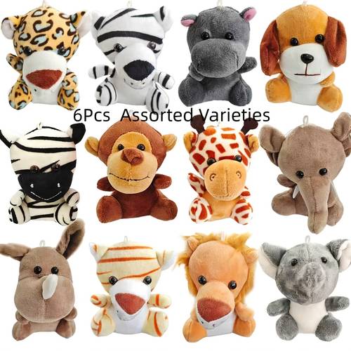 6pcs forest animal plush toy 4 3 inch animal keychain plush toy cute plush toy suitable for home decoration halloween holiday gift assorted varieties