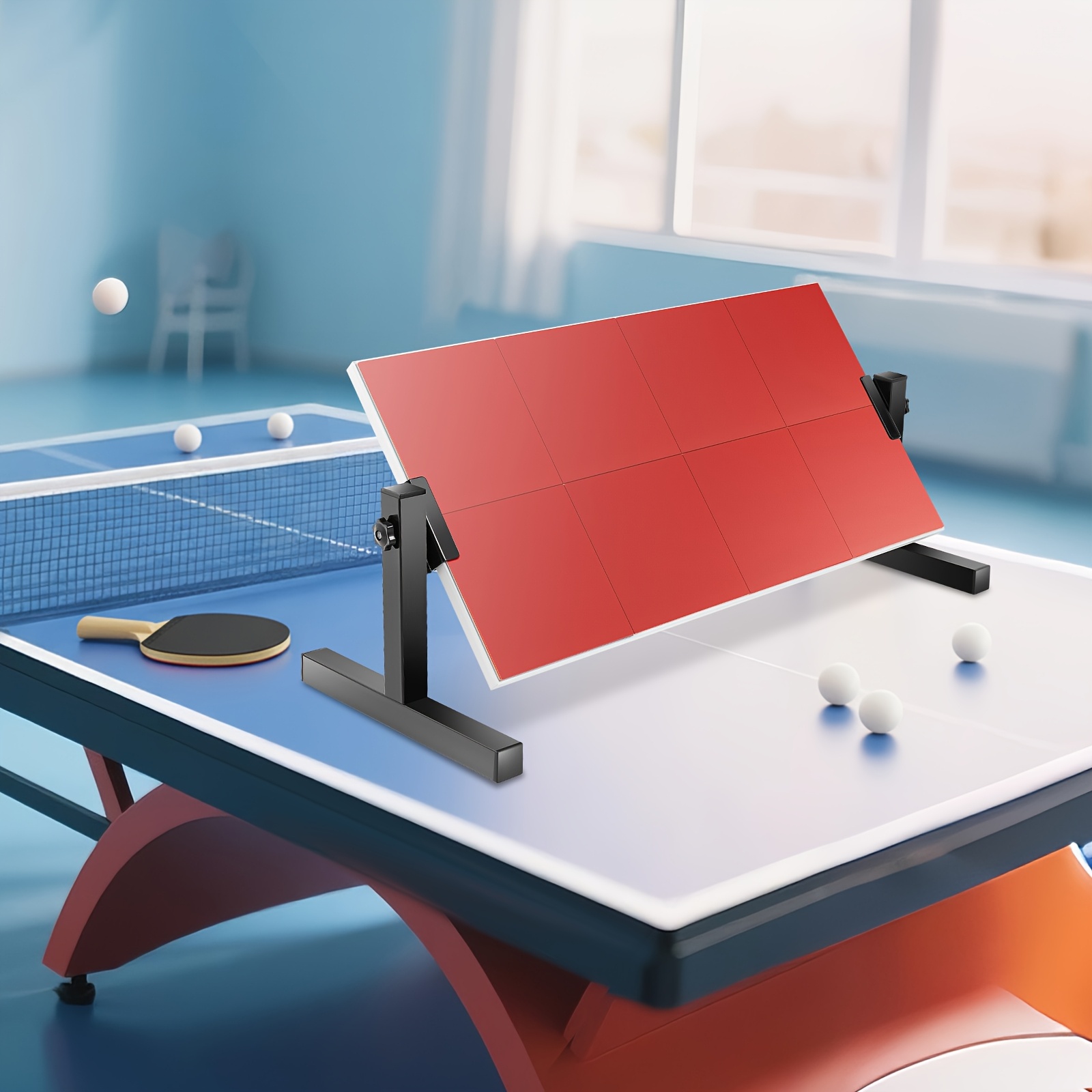 TEMU Table de rebond de tennis de table en bois avec surface en caoutchouc, angle réglable à 360°, équipement d'entraînement pour le ping-pong avec