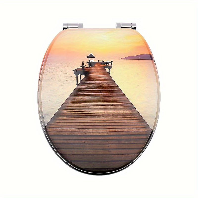 1pc Toilet Seat With Automatic Lowering, , Soft Closing Hinges, Easy Clean Wc Toilet Seat