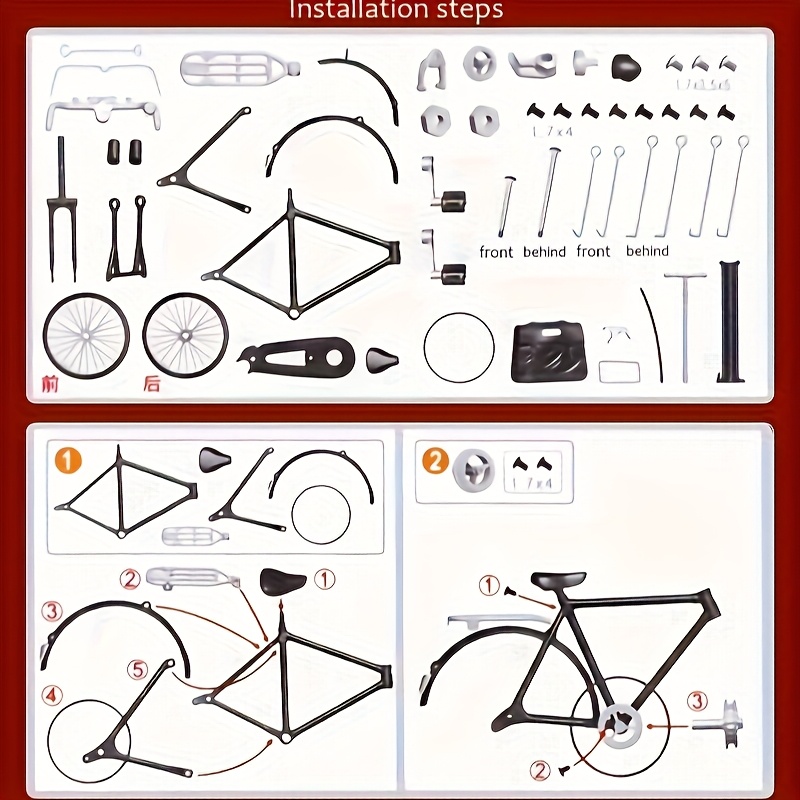 52pcs Vintage Splicing Riding Series 28-inch Bicycle Model, Detachable Assembly Figurine, Nostalgic Classic Single Decoration, Desktop Office Display Collectible