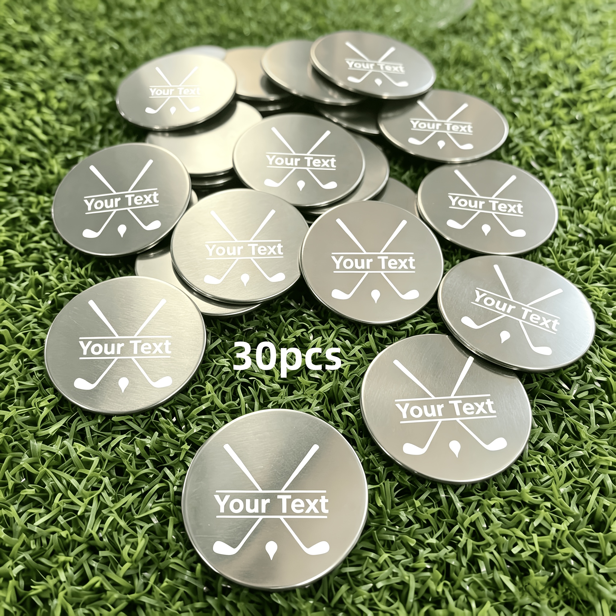 TEMU 20/30pcs Personalized Metal Engraved Golf Ball Markers - Customizable Name/number/message, Easy To Find , Ideal Gift For Golfers (father's Day,