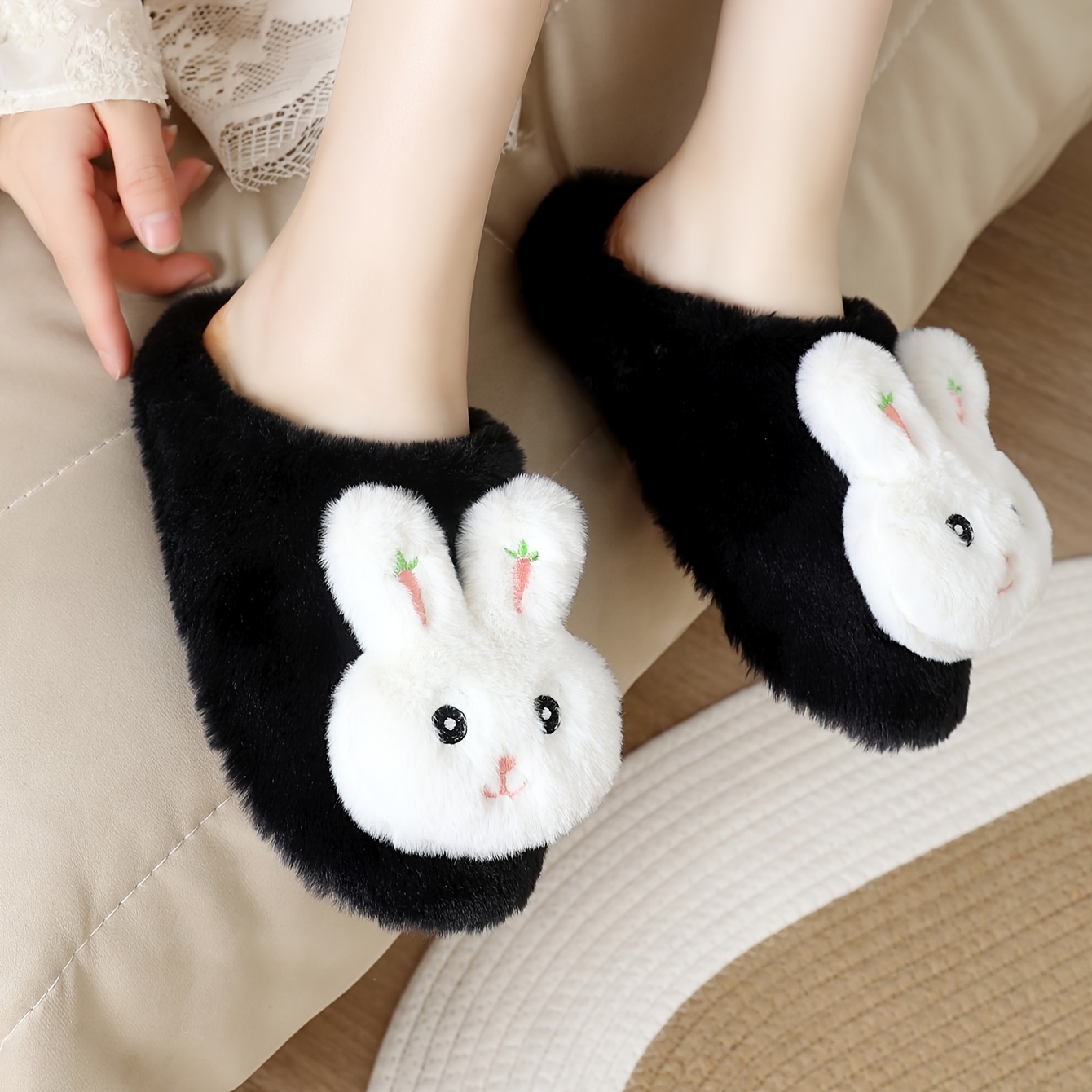 Chaussons Douillets En Peluche Pour Hommes Et Femmes – Pantoufles D'hiver Chaudes Pour La Maison Avec Semelle Souple