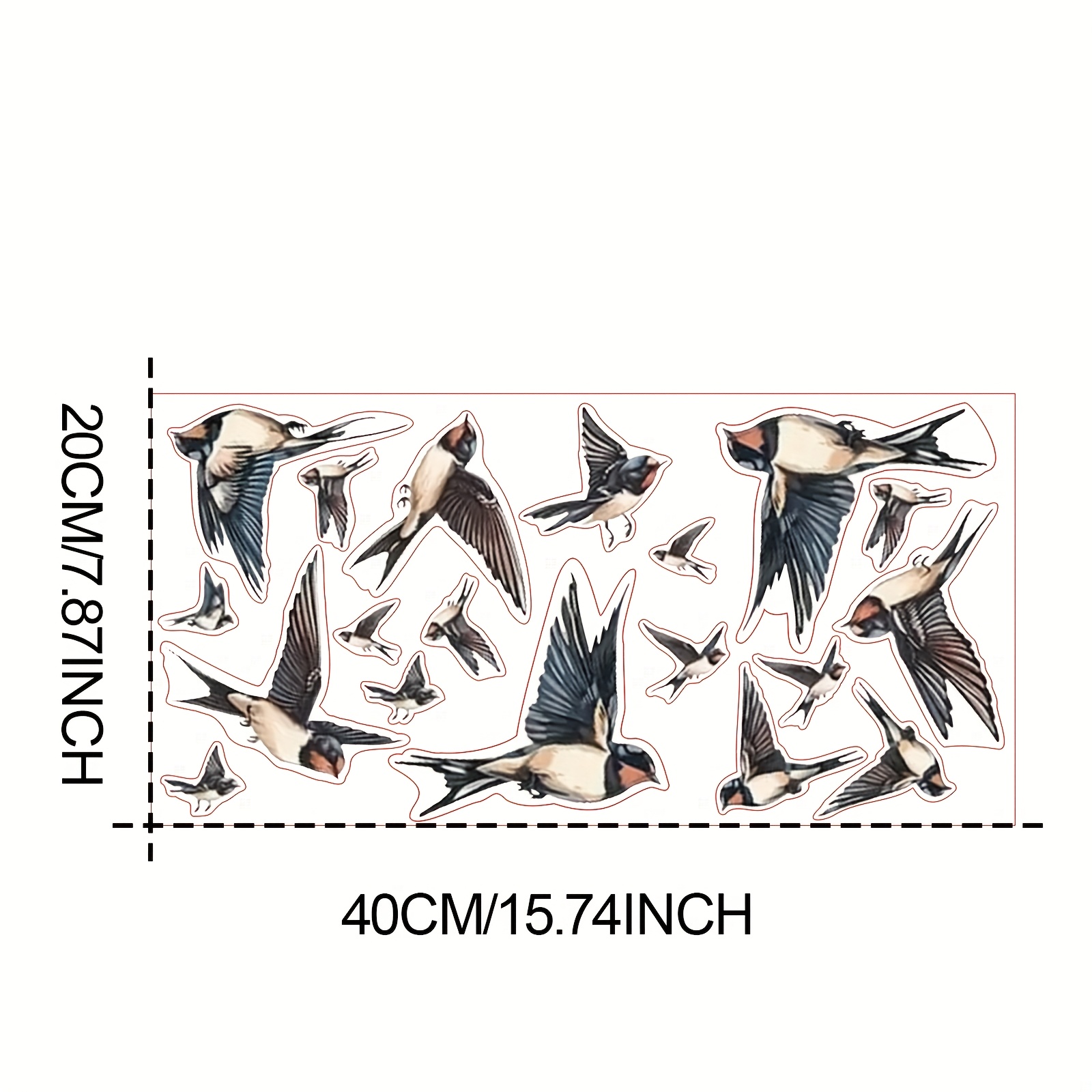 19pcs Static Cling Window Stickers Suitable For - Pvc Swallow Bird Decals With Static , Irregular Cutouts, Removable Print For Doors, Mirrors, Shower Doors (no Residue)
