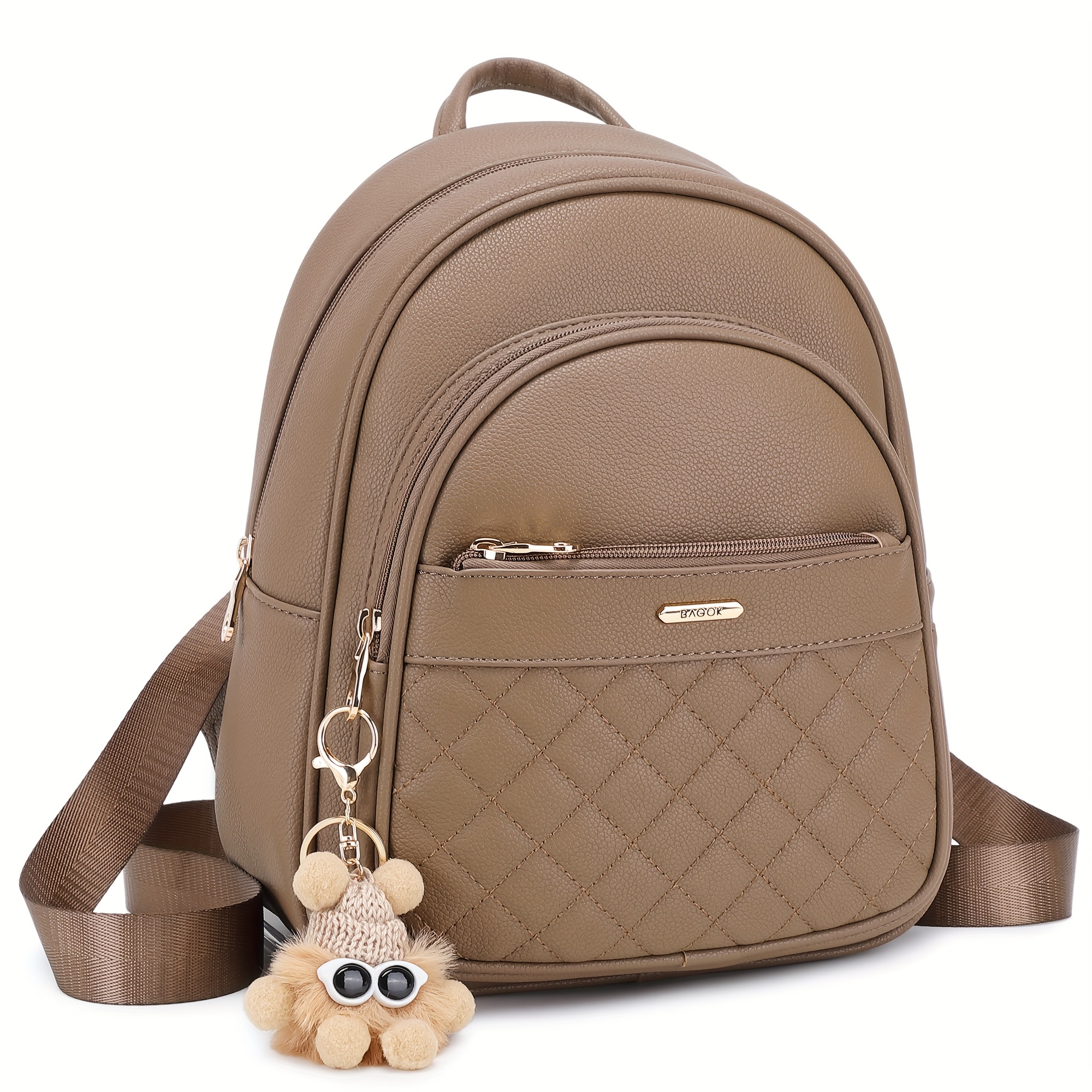 elegant quilted mini backpack 3 zipper compartments - Temu  display picture 3