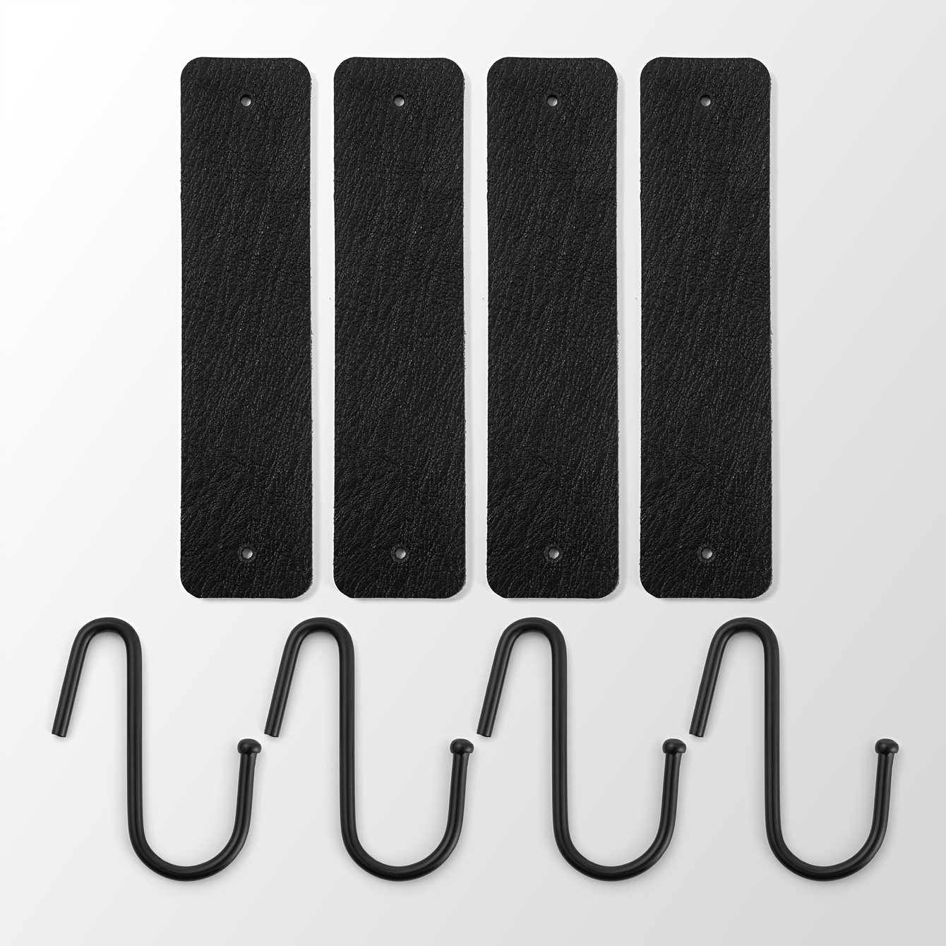 4pcs Pu Leather Clothes Hanger S-hooks, Multifunctional Metal Hooks For Rack, Kitchen, Plant And Wardrobe Organization, Clothes Organizer Storage, , Utility Hooks