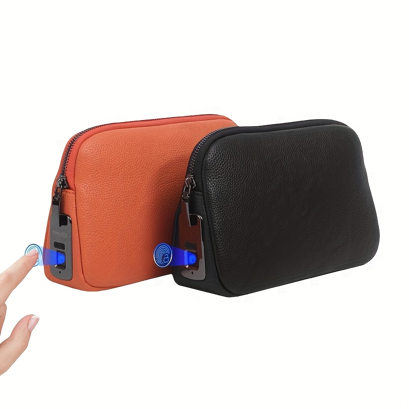Unisex Fingerprint clutch bag PU with zipper pocket safe with finger print  lock for gift