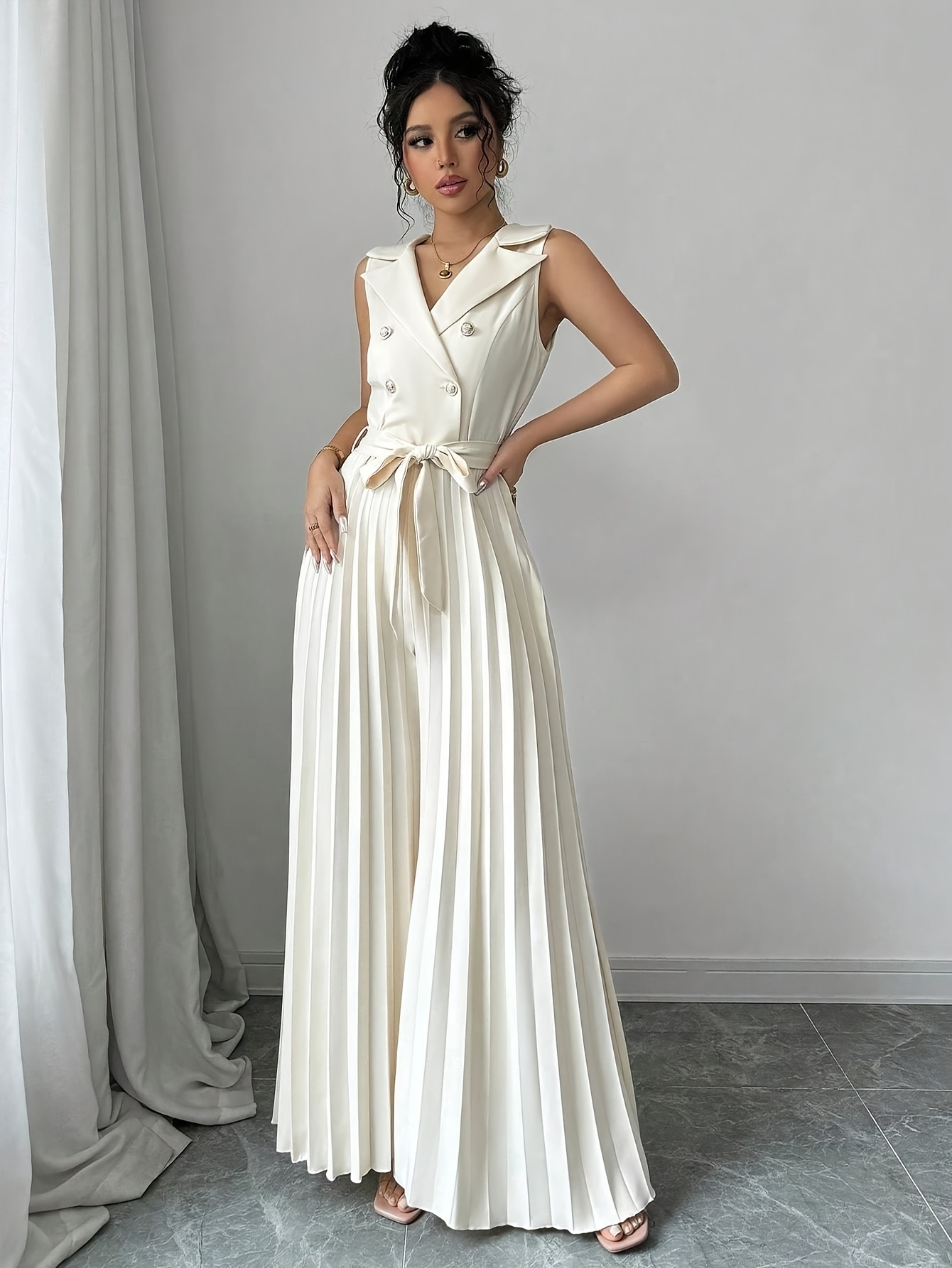 elegant french inspired summer jumpsuit women high waist Temu