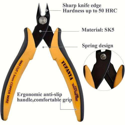 1pc wire cutter micro flush cutter flush cutter small side cutting pliers micro side cutter with internal spring standard handle precision diagonal pliers for electronics jewelry making plastic zip ties wire cutting