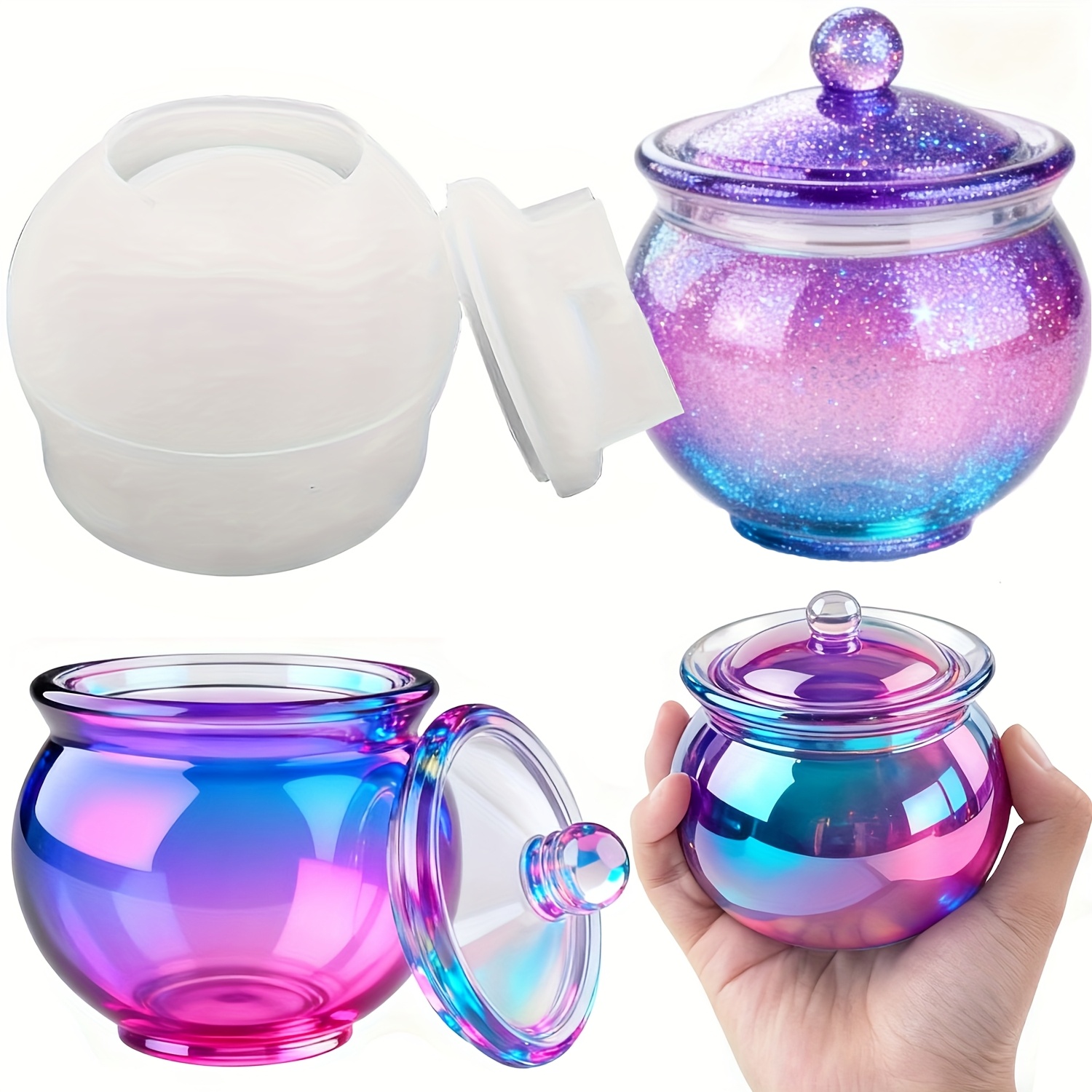 TEMU 1 Set Of Circular Resin Can Molds With Lids, Large Can-shaped Silicone Molds, For Epoxy Resin Casting Storage Boxes, Concrete Candle Containers, Gift And Home Decoration