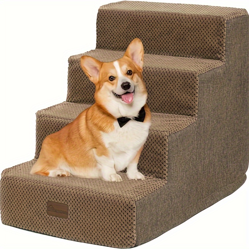 

Cozrex Dog Stairs, Pet Stairs For Small Dog, Pet Steps For Bed And Couch With Support Boards, Non- Slip Balanced Dog Steps For Injured And Elderly Pets, 3 Steps- Brown