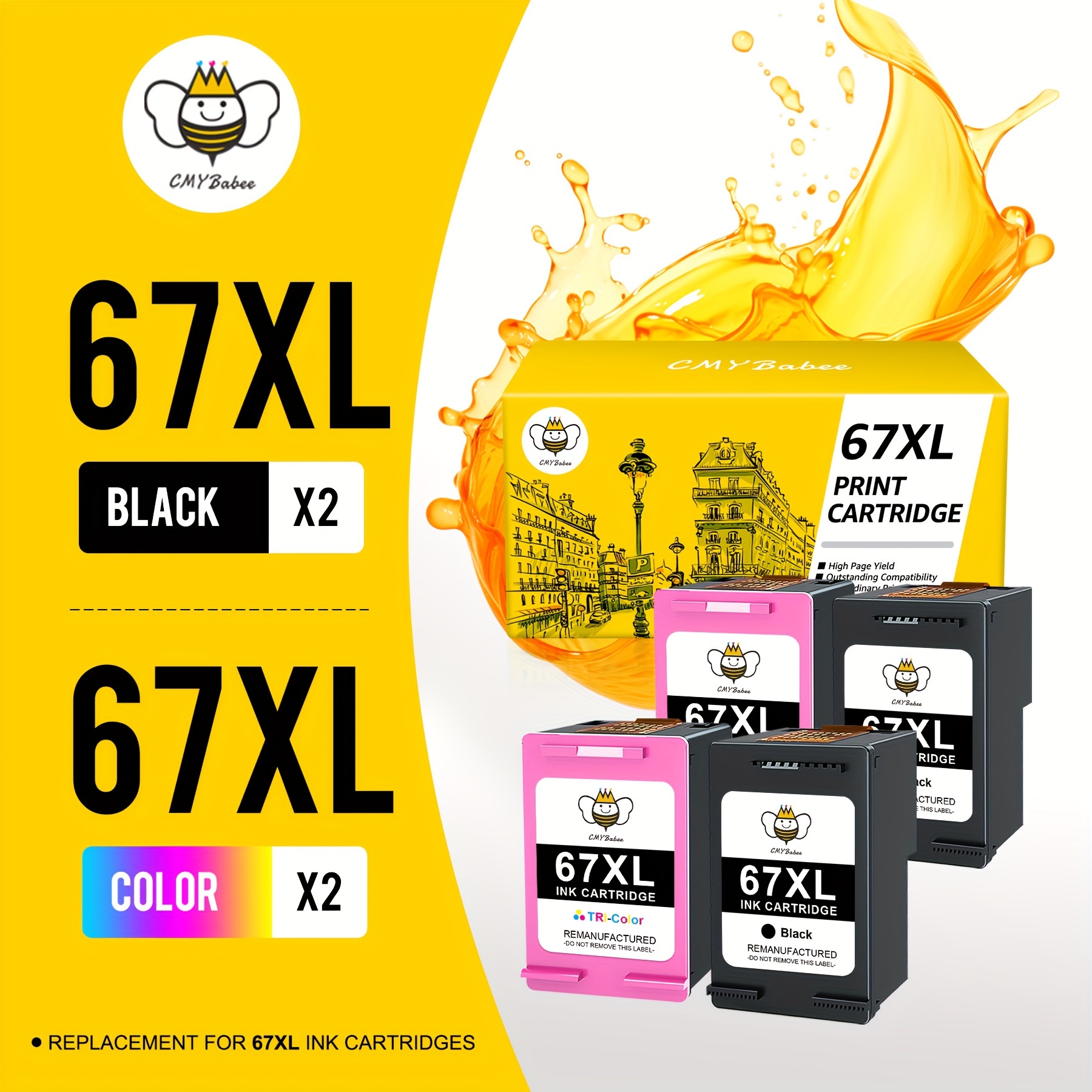 

Cmybabeee 67xl Ink Cartridge For 67 Ink Cartridges Black Color Pack For Ink 67 67 Xl For Dsekjet 2700 2755e 2700e 2855e 2755 2752 4155e 2734e 4100 6055e 6455e 6052 6055 6455 Printer