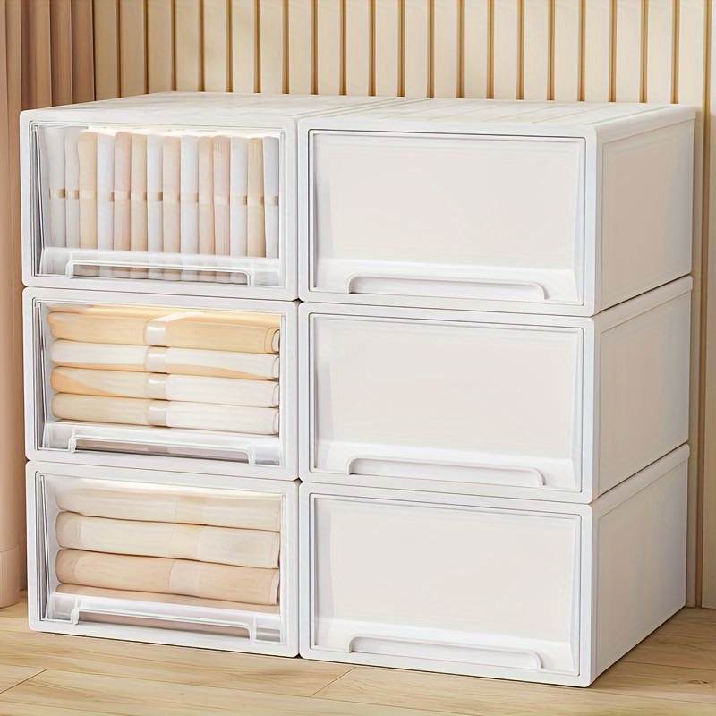1pc   stackable transparent plastic storage drawer box multi purpose organizer for clothes snacks books large capacity no electricity needed independent home wardrobe accessory storage box   desk drawer organizer for home storage