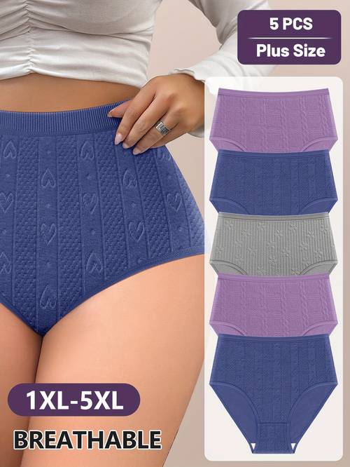 set of 5 high waisted panties plus size womens underwear tummy control and lifting soft and breathable