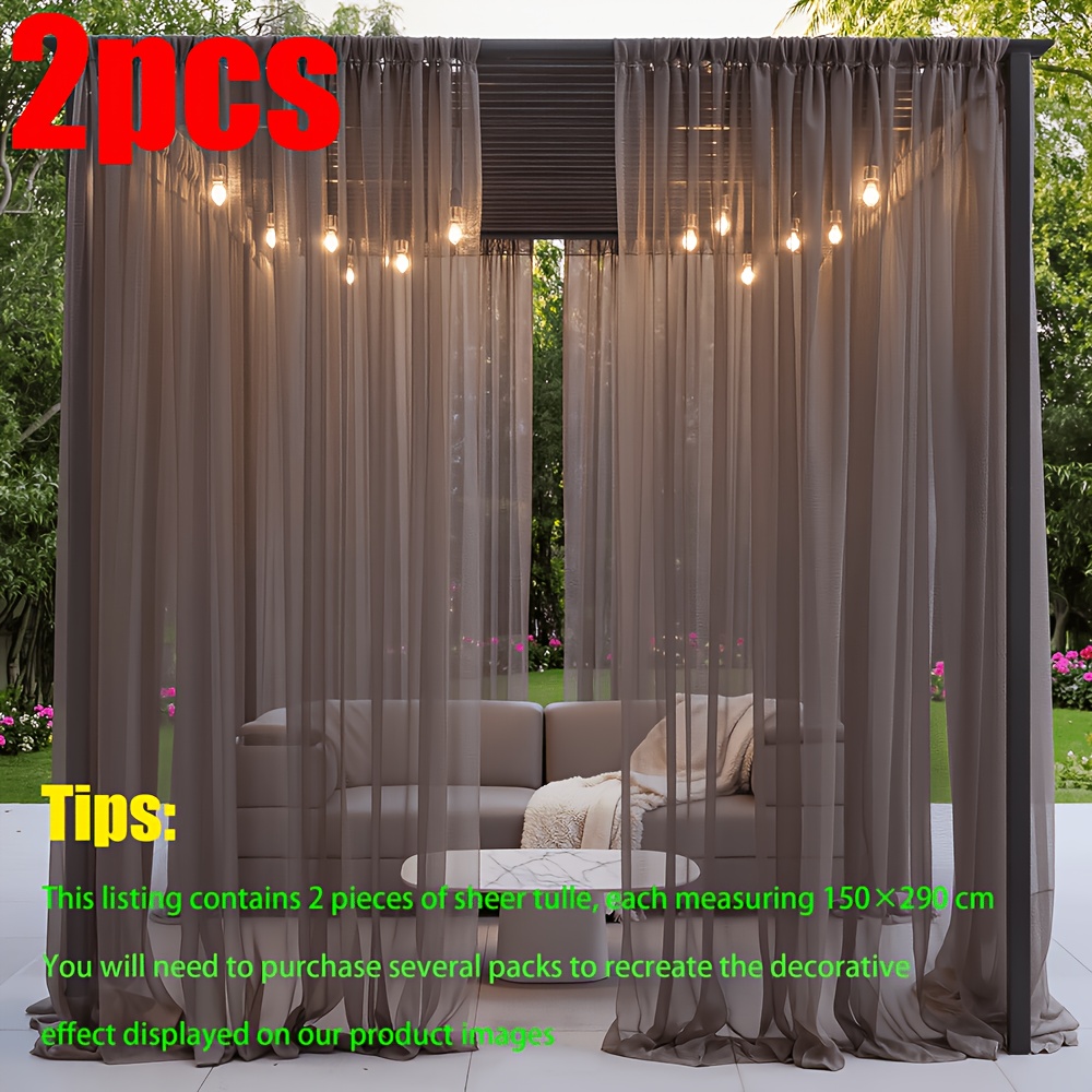 TEMU 2pcs Set Of Fashionable Outdoor Decorative Mesh Curtains, Suitable For Daily Home Decor And Wedding Scene Creation, Applicable For Courtyard