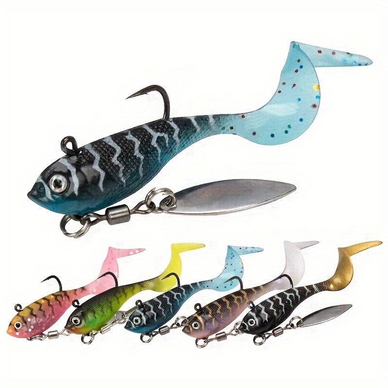 

1pc Tail Jig Head Soft Lure, Bionic Fishing Bait With Willow Blade, Fishing Accessory