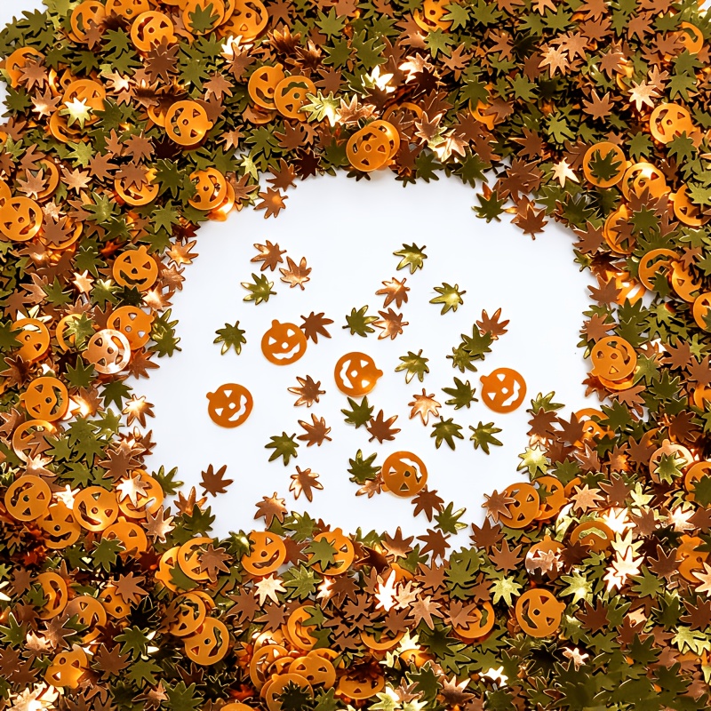 TEMU 1968 pièces citrouille et feuilles d'érable pour Halloween, décoration de table automne marron/orange, matériaux faits main pour slime à ongles,