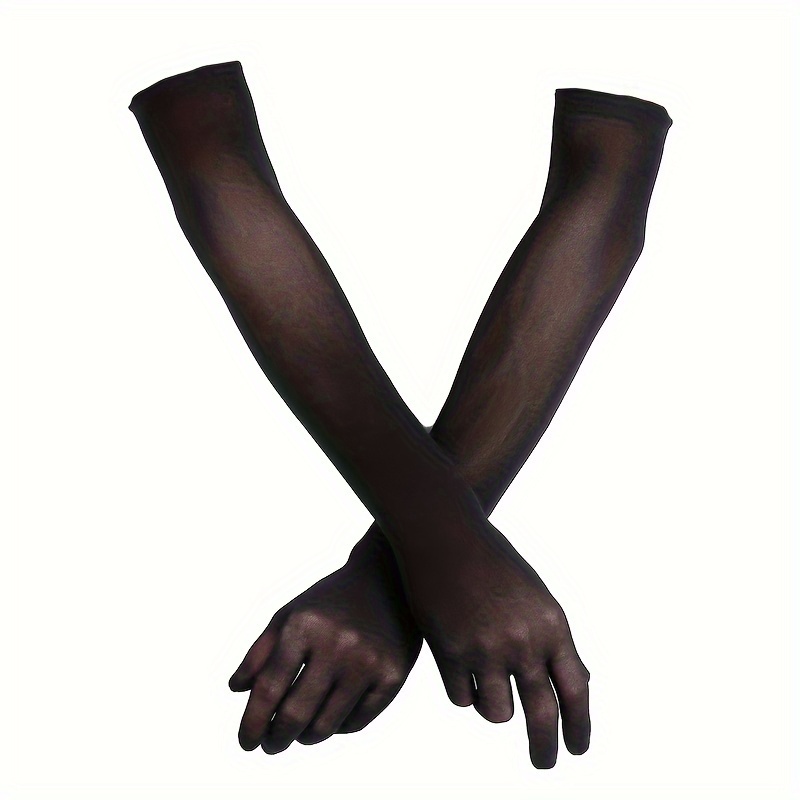 Long, Thin, Black Lace Gloves That Are Hollow And Transparent - Perfect For , Lightweight Use, And While Driving Or Outdoors