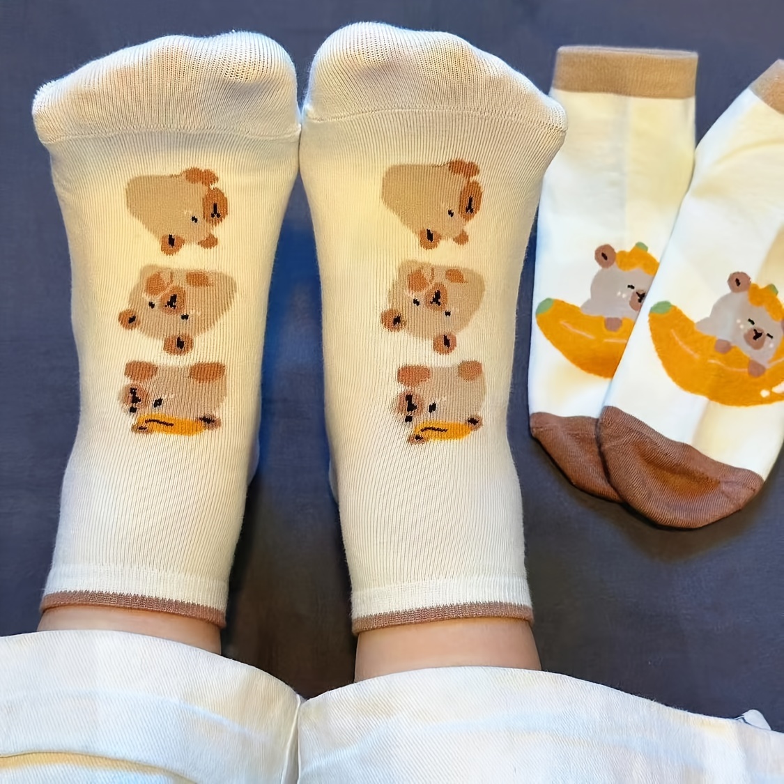 

Women's Elegant Cartoon Animal Short Socks 5 Pairs Set, Polyester (95% Polyester, 5% Elastane), Machine Washable, Knit Fabric - Assorted Cute Designs