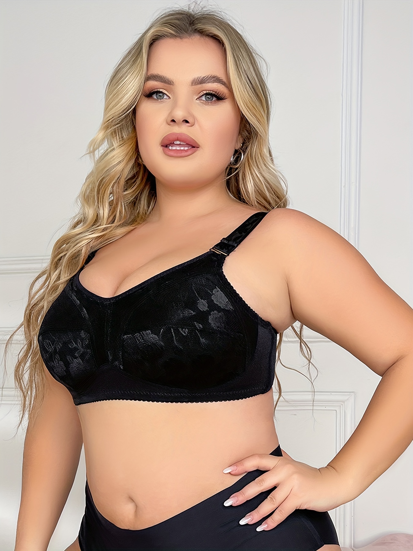 PLUS Floral Seamless Push-Up Bra, Wire-Free Bra, Comfortable And Breathable Underwear