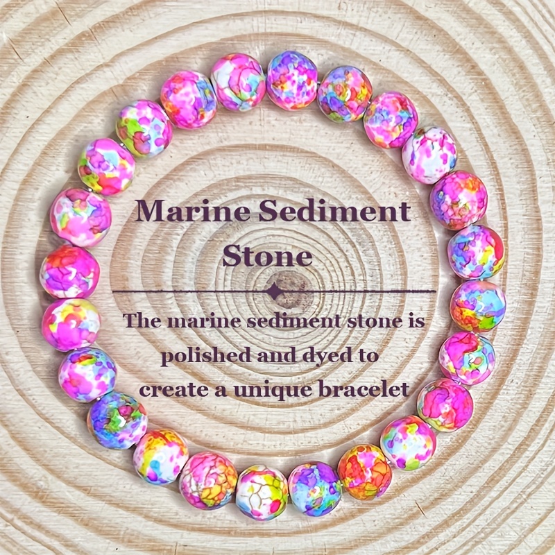 

1pc Marine Beaded Bracelet - Multicolored Polished Dyed Gemstone Bangle, Ideal For Gift