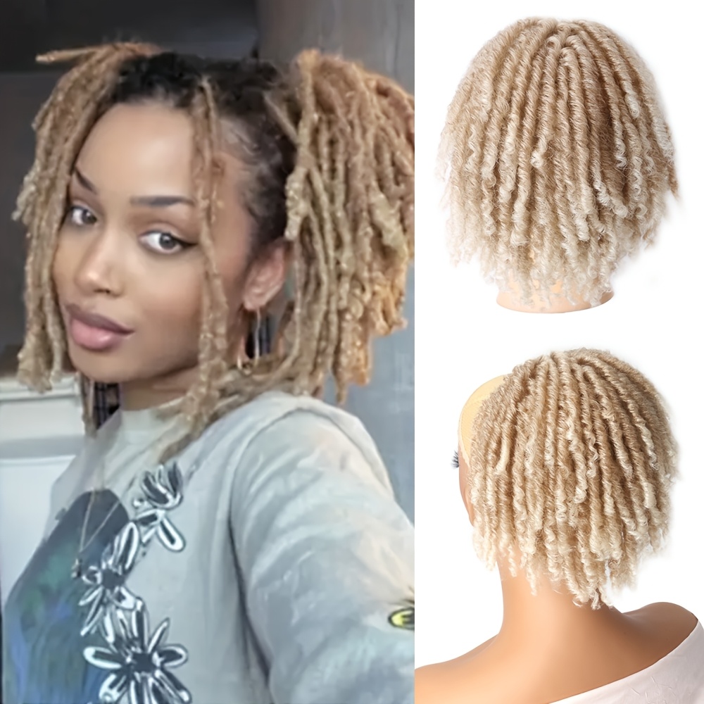 6 inch short dreadlocks drawstring ponytail hair extensions synthetic   locs clip in pony tail hair piece for women details 3