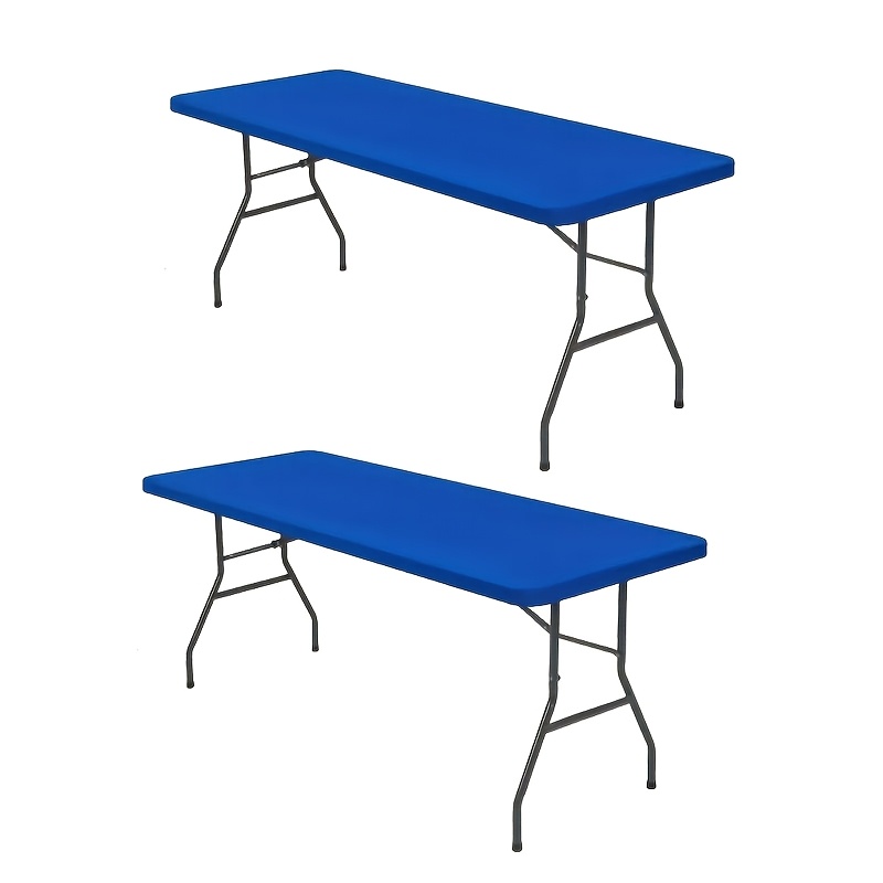 TEMU 2pcs Of Beautiful Indoor Stretchable Rectangular Tablecloths - Perfect For Folding Tables, Indoor And Outdoor Use, Picnics And Camping