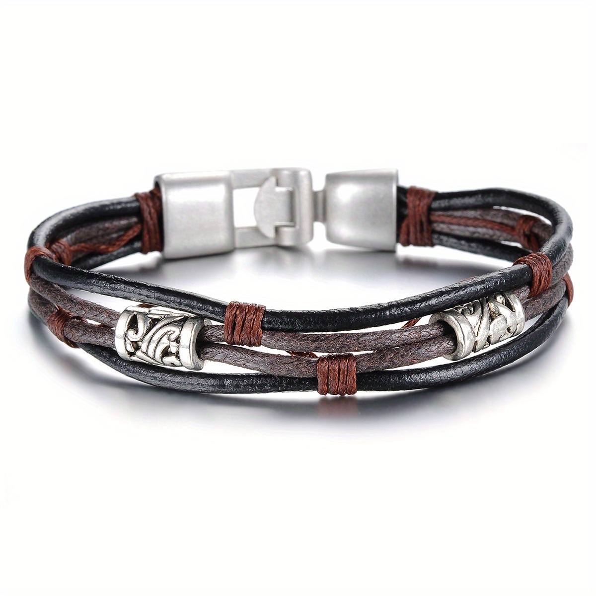 Vintage Beaded Double-layer Braided Rope Bracelet For Men And Women