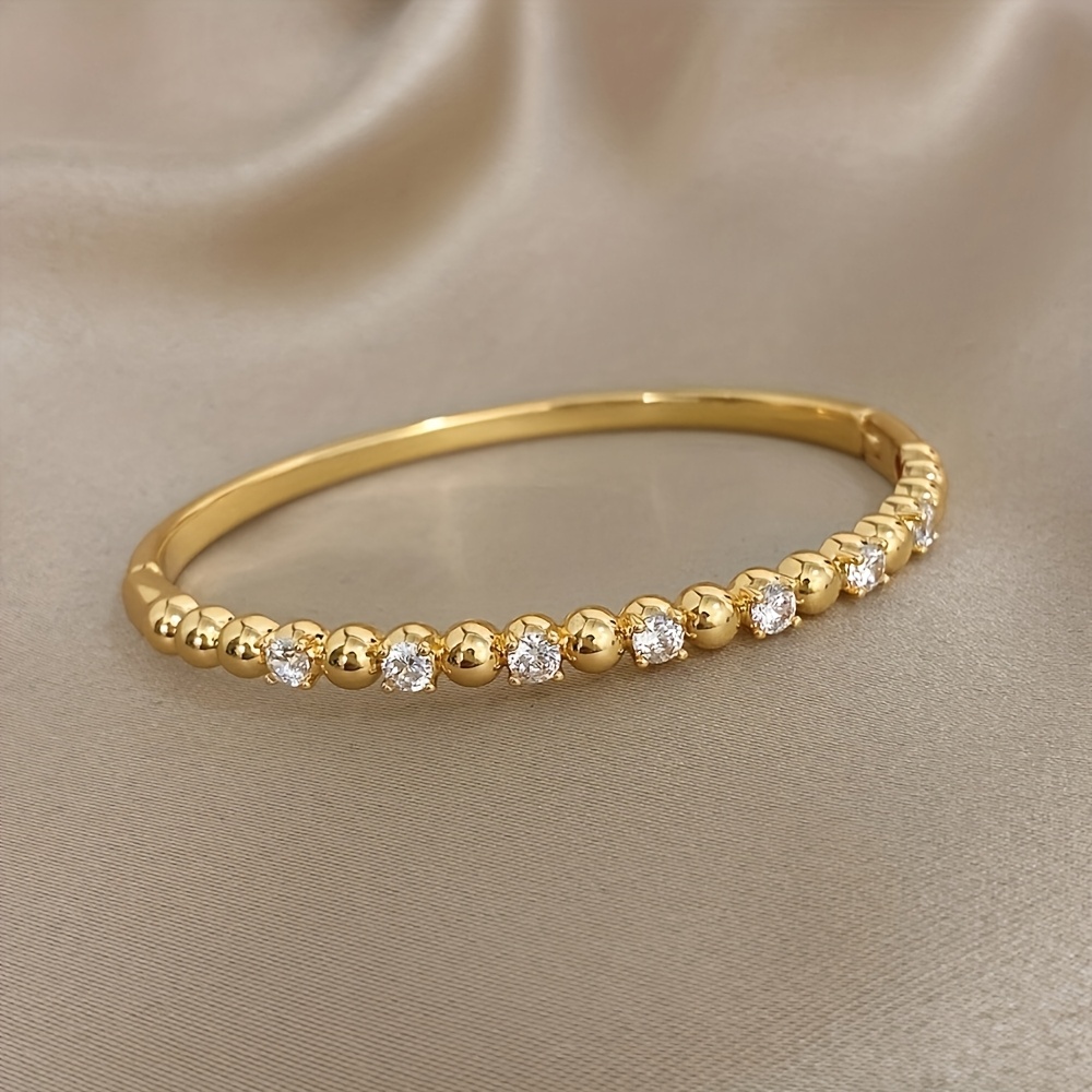 Women's Beaded Thin Bracelet with Synthetic Zirconia, Gift