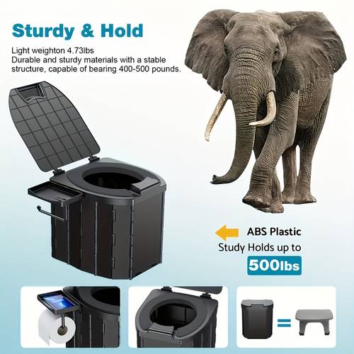 portable folding toilet comfortable seat outdoor camping rv road trip emergency toilet lightweight leak proof design quick installation removable and easy to clean