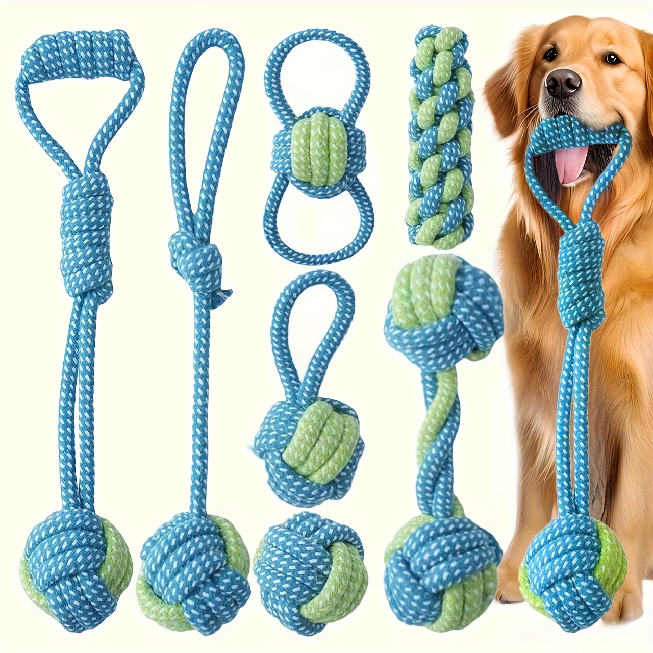 7 4pcs teeth cleaning rope knot pet toy dog chew durable toy for cat and dog teeth cleaning supply