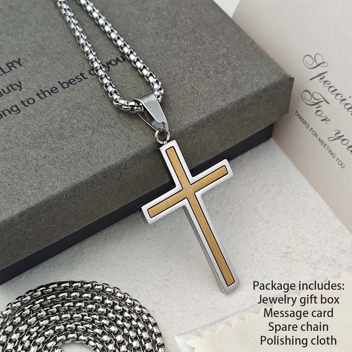 Hip Hop Couples Cross Pendant Layered Stainless Steel Necklace