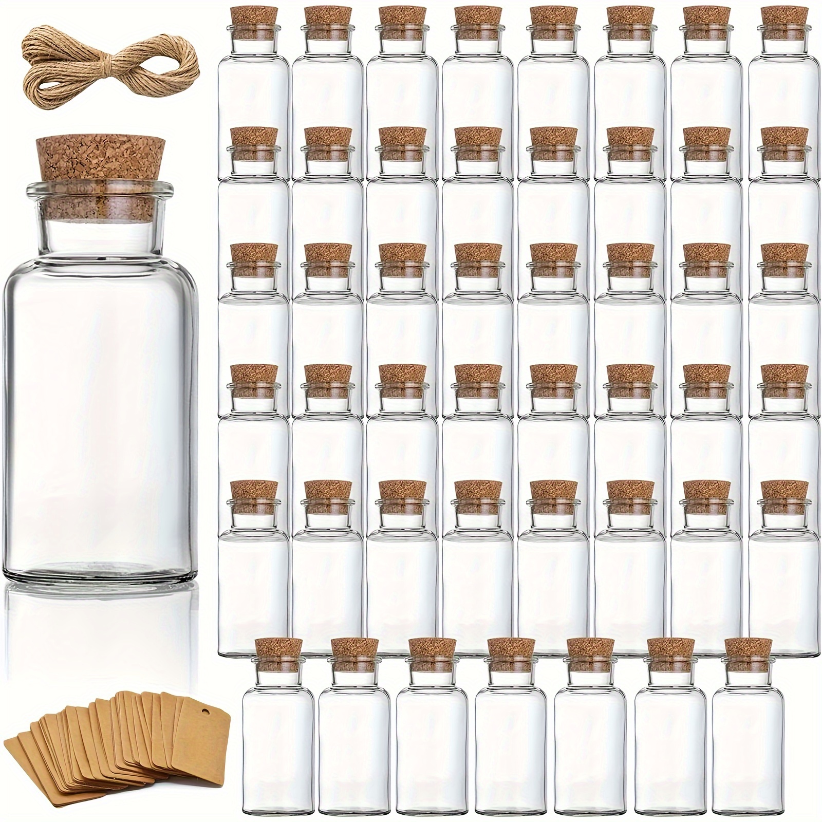 

30pcs Glass Bottles With Corks Mini Glass Bottles With Stoppers - Small Bottles With Lids For Diy Crafts, Wedding Favours, Potion Bottles Labels, String And Funnel