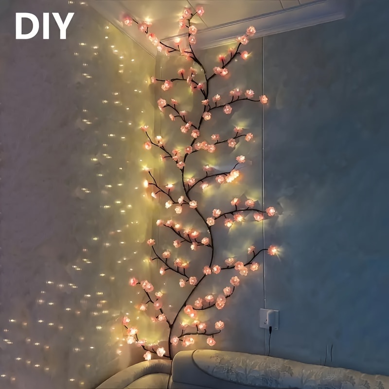 

1pc Led Cherry Vine, Romantic Vine Flowers, Suitable For Living Room Bedroom Outdoor Decoration New Year Christmas Valentine's Day Thanksgiving And Other Holiday Party Decoration