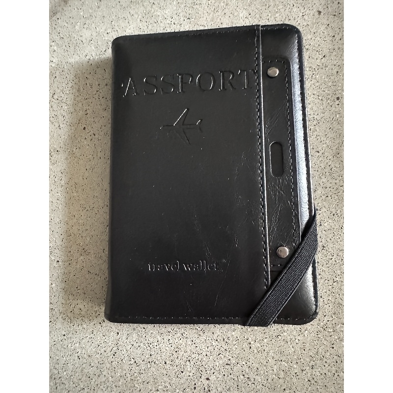 TEMU Rfid Anti-theft Slim Pu Passport Holder With Bank Card Slots, Custom Name Option, Unisex Minimalist Document Wallet For Business Travel, High-