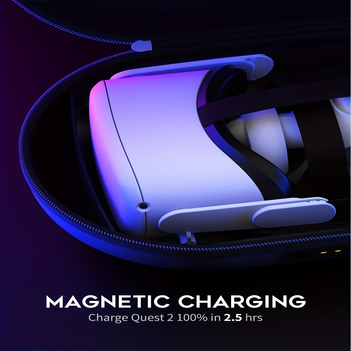 * OC1 Charging Carrying Case for Quest 2 Accessories, 3 in 1 Magnetic  Charging Station for VR Host, Battery Head Strap and Storage, 2.5 Hours Fas