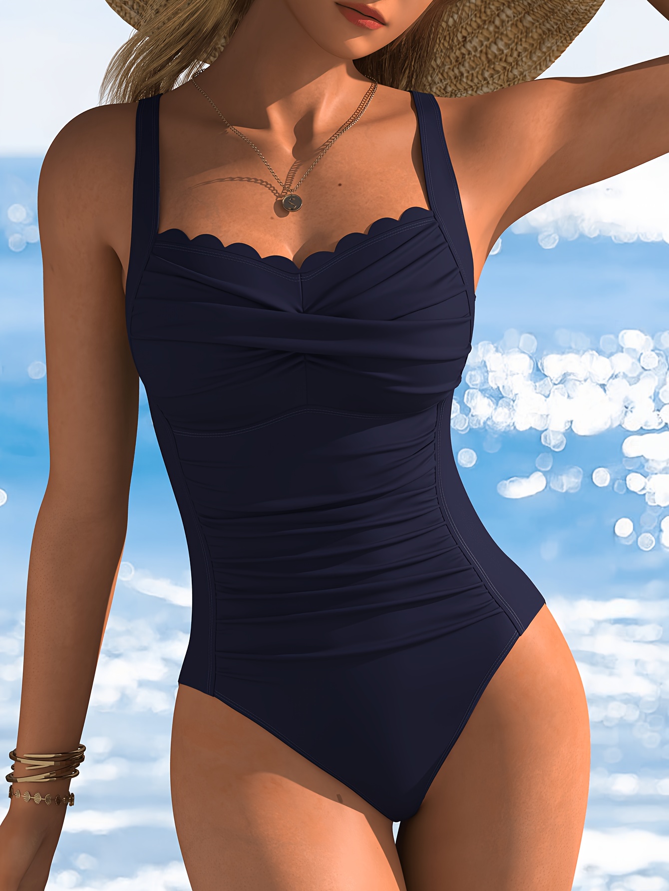 ZAFUL Women's Plus Size Swim Dress – One Piece Tummy Control Swimsuit With V-Neck & Hide Belly Design Plus Size Swim Dress One Piece