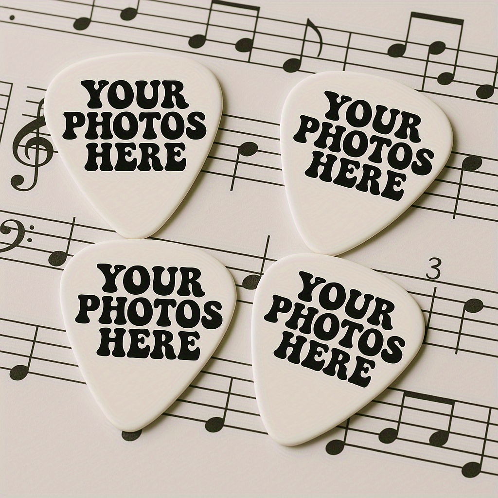 TEMU 12 Pack Custom Photo & Text Guitar Picks - Personalized Plectrums Compatible For Acoustic/ Guitars - Your Own Pictures & Text - Unique For Practice, Performance, Bands (12 Pack)