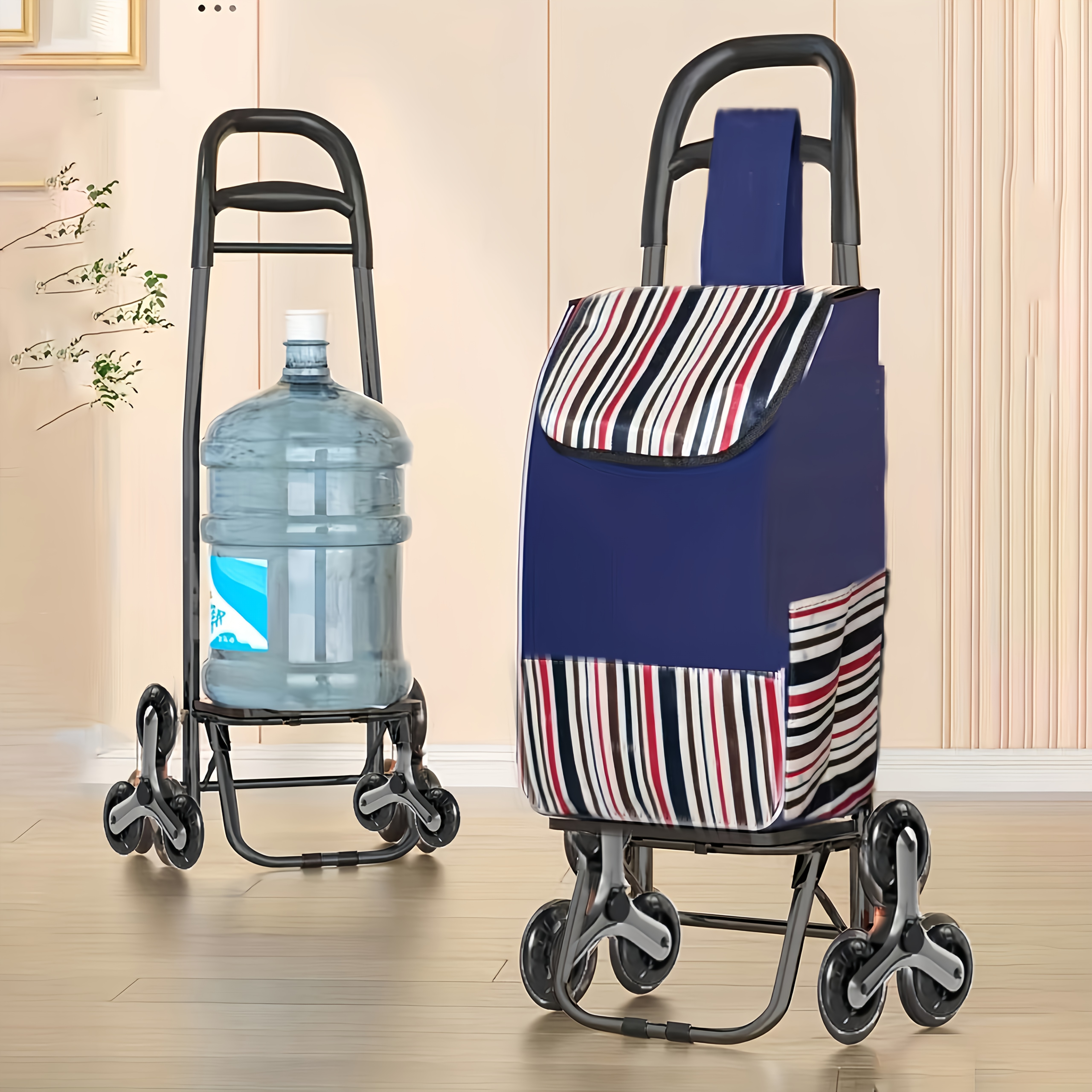 1-Pack Heavy-Duty Foldable Shopping Cart with Detachable Bags, Heavy-Duty Oxford Fabric Shopping Trolley with All-Terrain Wheels, Space-Saving Foldable Grocery Cart for Grocery, Travel, Moving, Warehouse - Convertible Hand Truck & Carryall Bag