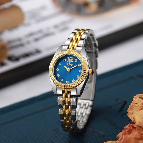 womens new embellished dial small watch with steel strap suitable for birthday gifts and casual attire 1pc set