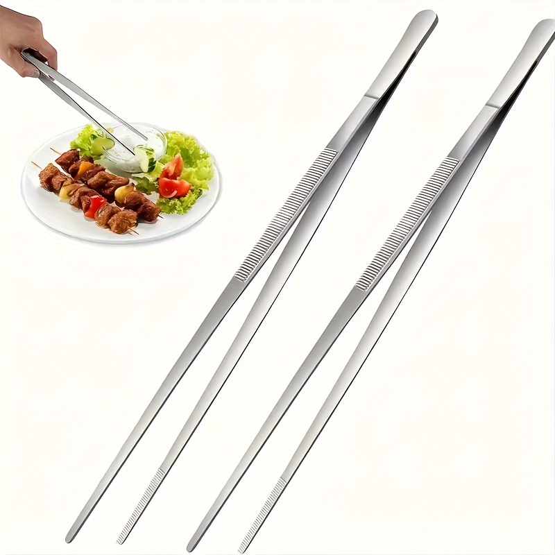 

2pcs Steel Tongs And Set, Cooking Gadgets For Bbq, Accessories