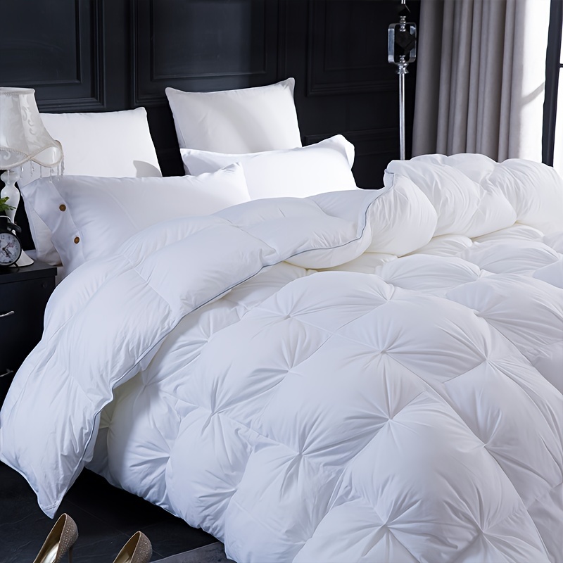 TEMU Down Comforter King Size, Pinch Duvet Insert With 8 Corner Tabs, Warm Bed Comforter, Soft And Down Proof 100%cotton Fabric (white)