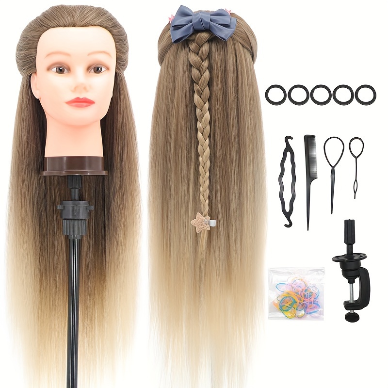 28-Zoll Haarstyling-Kopf fr Friseure, hergestellt aus synthetischer Faser,  inklusive kostenlosem Klemmen- und Flechtwerkzeug * als Geschenk