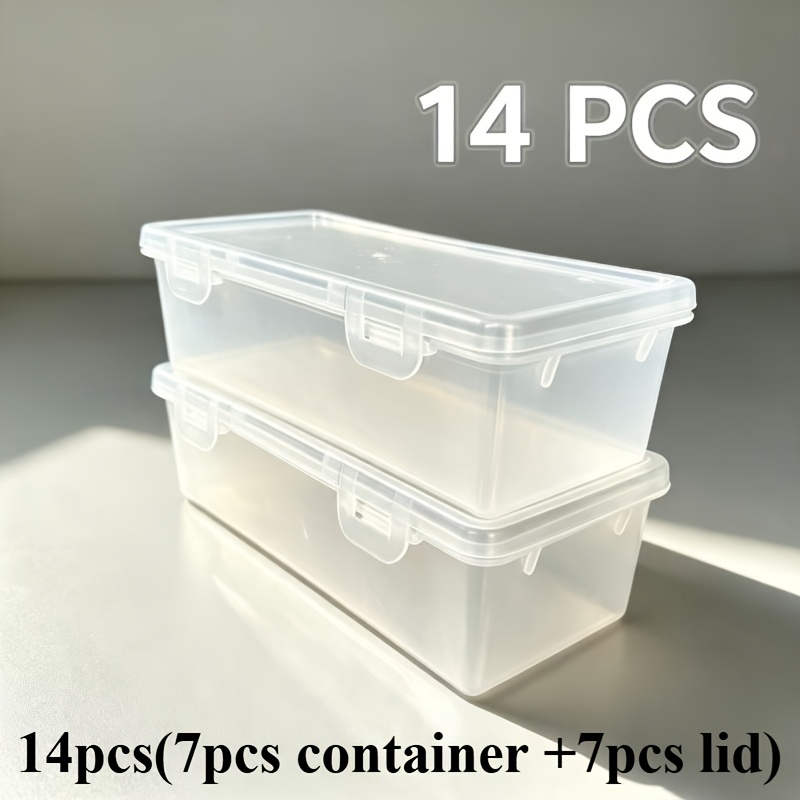 TEMU 14pcs Set: 7 Containers And 7 Lids, Large Transparent Storage Boxes With Lids, Heavy-duty Organizer Bins, Stackable Lightweight Storage
