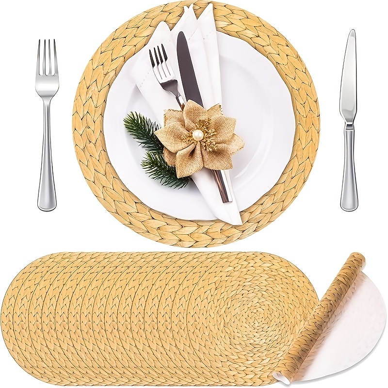 TEMU Confezione da 24 Tovagliette di Intrecciate Usa e Getta, 13" x 13", Tovagliette da Usa e Getta, Adatte per Cene, Matrimoni, Compleanni, Feste