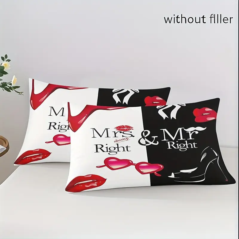 3pcs comfortable romantic couple themed duvet cover set soft high definition with black and white contrast perfect gift for machine washable 1 duvet cover 2 pillowcases no filling Product details 7