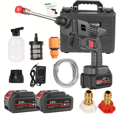 cordless high pressure washer with rechargeable battery battery powered for car yard driveway stainless nozzle portable wash tool